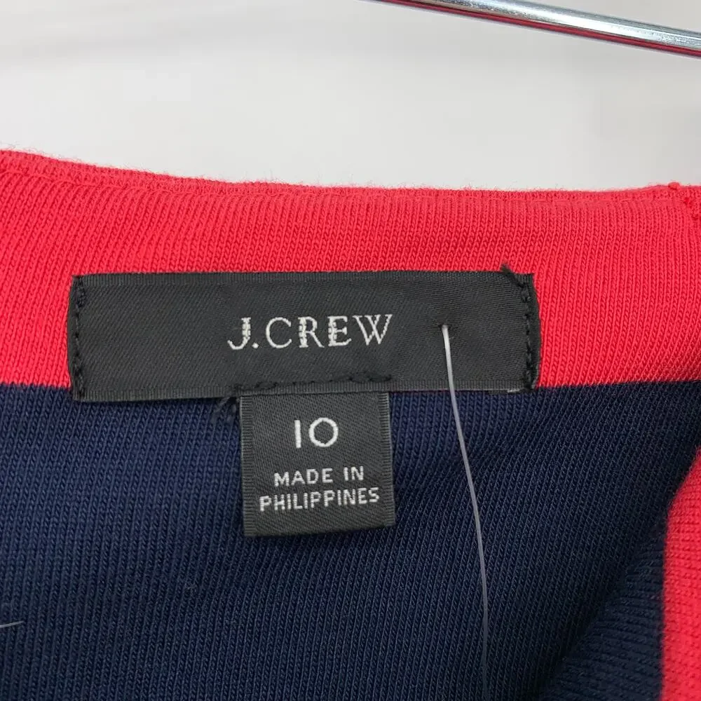 J.Crew Midi Length Pencil Skirt Womens Size 10 Red + Navy Striped Back Zip NEW